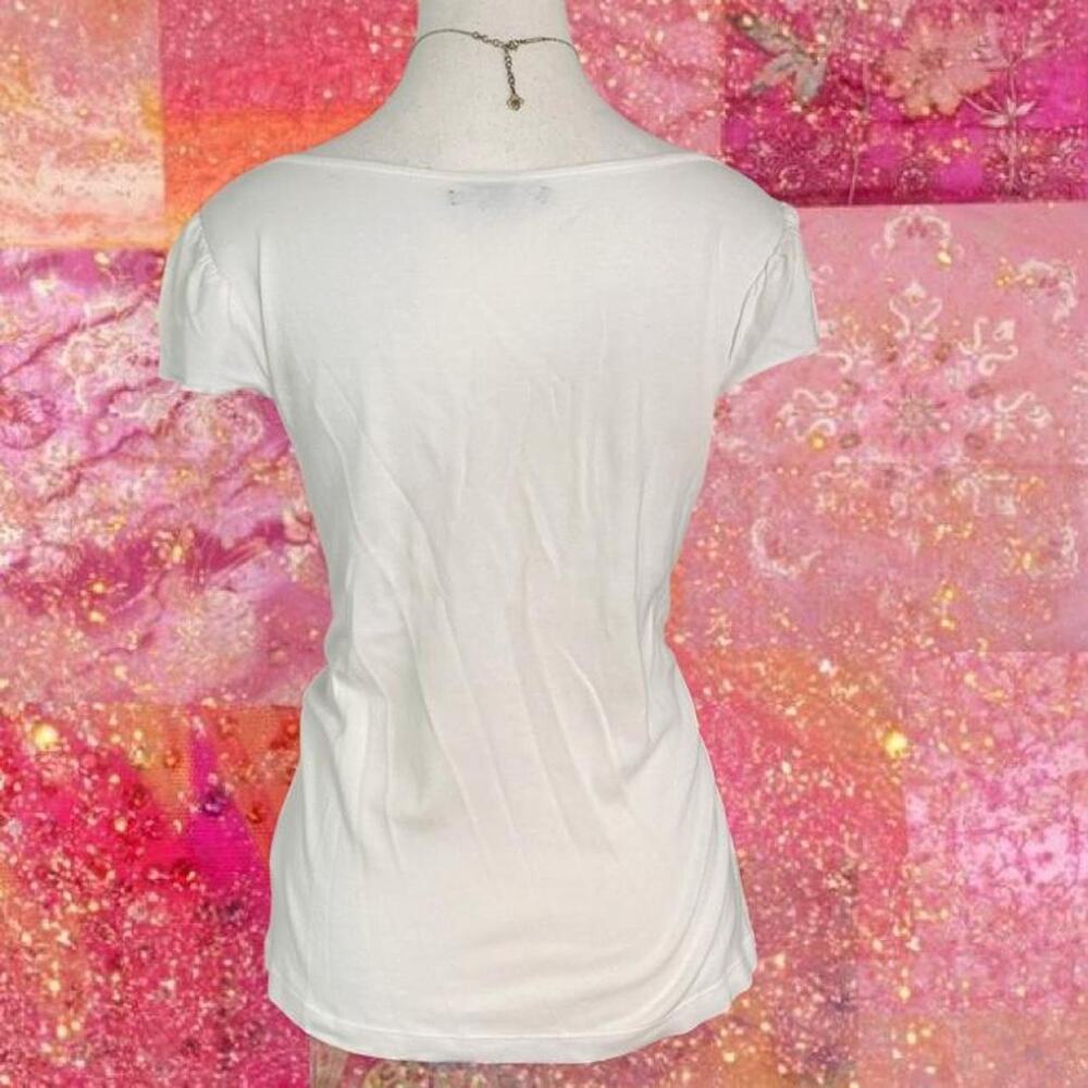 American Living White Baby Doll Henley Short Sleeve Women size large 100% cotton - Picture 2 of 6